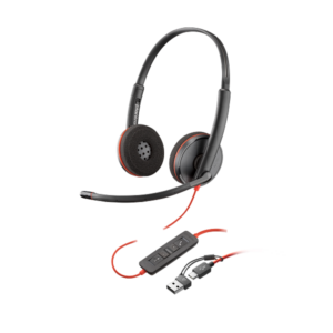 Poly Blackwire 3225 Stereo USB-C Headset +3.5mm Plug +USB-C/A Adapter